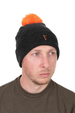 CZAPKA COLLECTION BOBBLE HAT BLACK ORANGE FOX