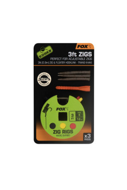 ZESTAW ZIG RIG 90cm 12lb 3 sztuki hak 8 FOX