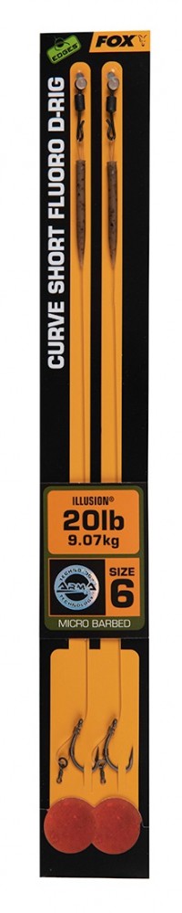 PRZYPON CYRVE SHORT FLUORO D-RIG 20lb hak 6 FOX
